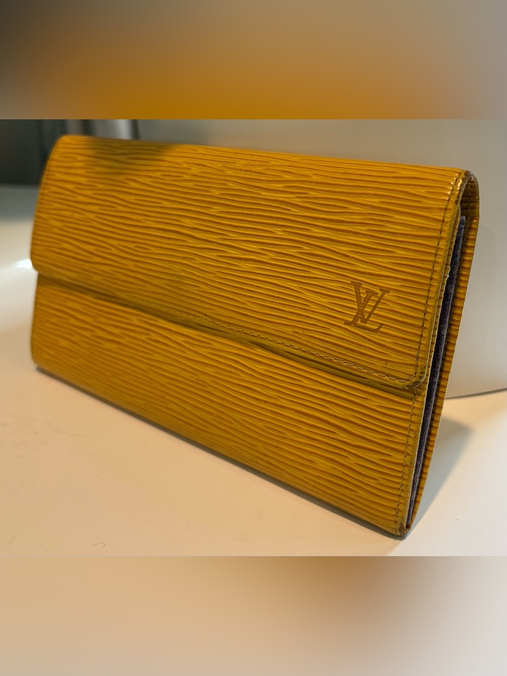 Louis Vuitton Epi Leather Wallet in Mustard Yellow, Authentic